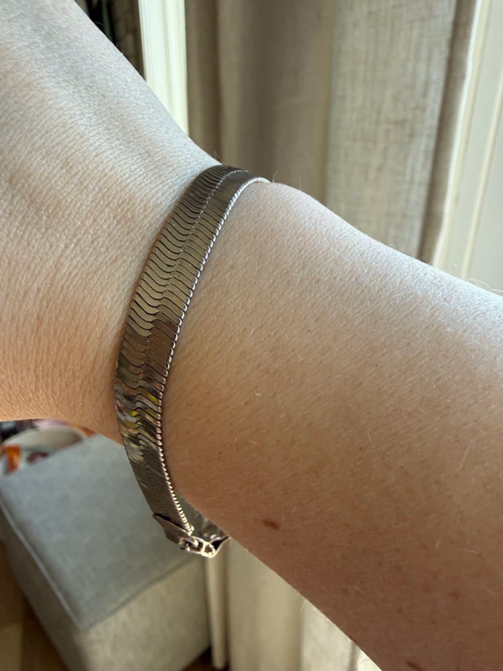 Sterling Silver .925 Silver Herringbone‎ Chain Bracelet